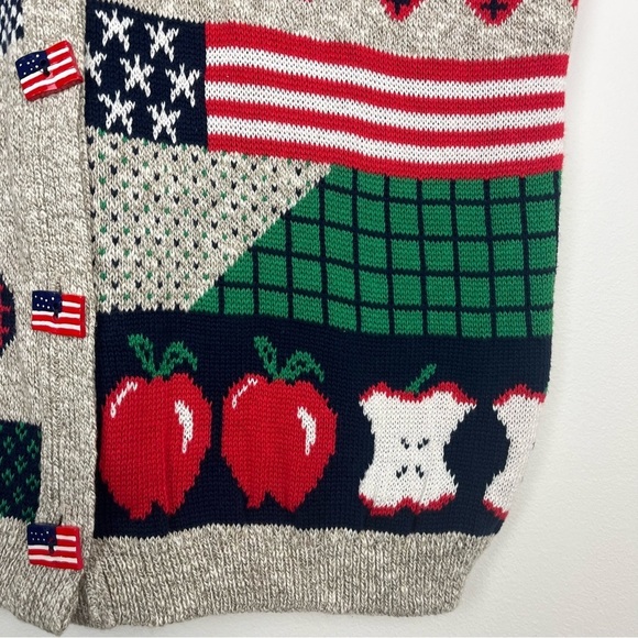 VINTAGE Sweater Loft Americana Intarsia Knit Teacher Vest Small Petite - Picture 4 of 13